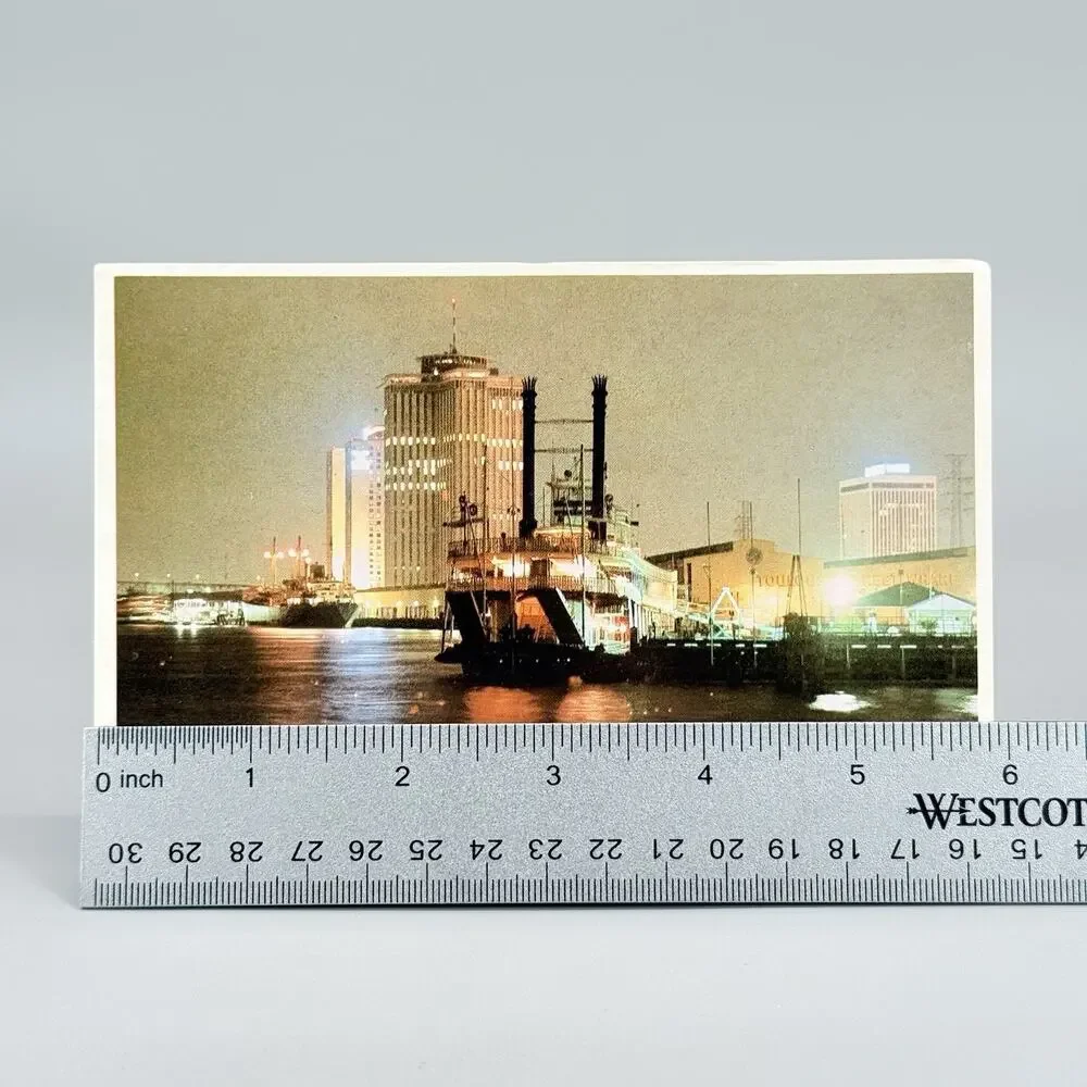 New Orleans at Night Louisiana Vintage Blank Unused Postcard